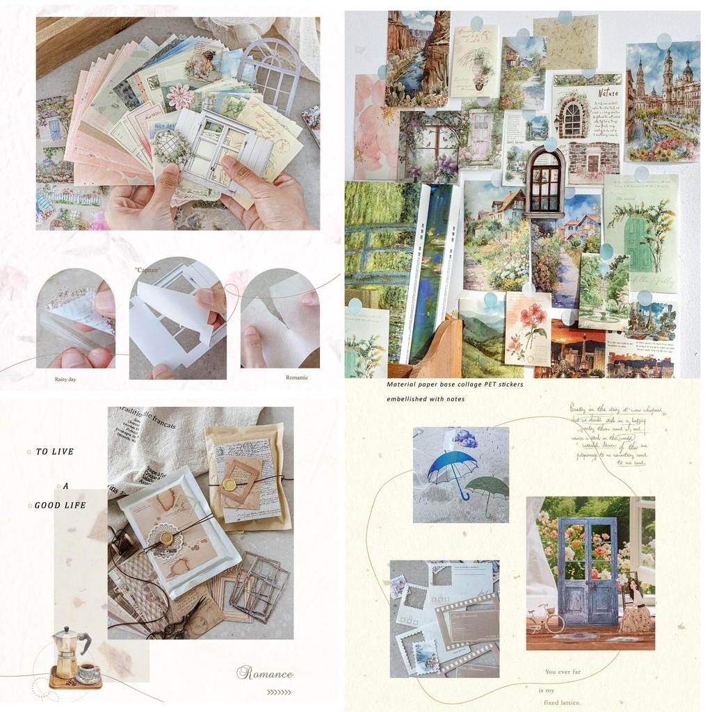 Ta Merry Collage Assorted Flake Design Planner Material Paper Large Retro Background Lots of Cute Vintage Coffee Stickers, Materials, Paper, Stickers,