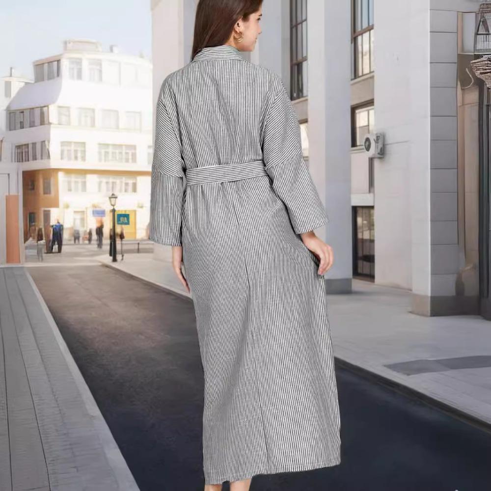 Women's Striped Shirt Skirt Loose Dress