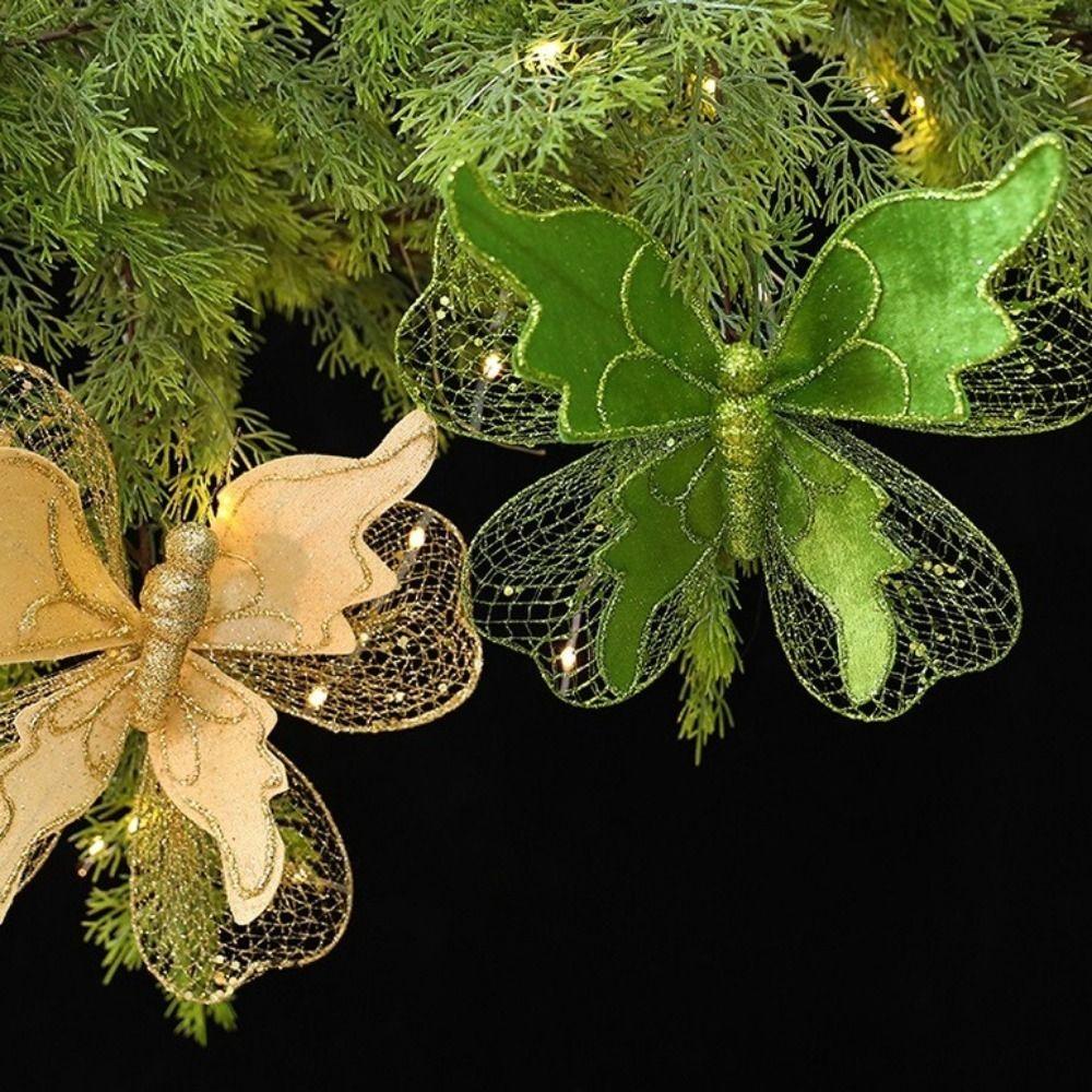 Glittered 3D Butterfly Decoration 20cm Simulated Butterfly Ornament New Year