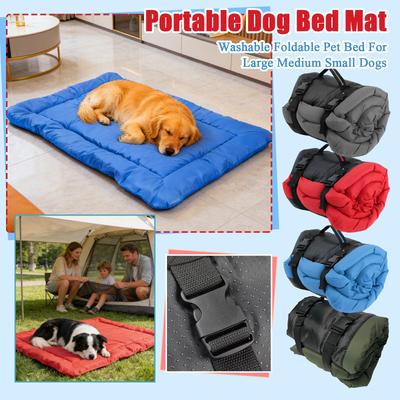 Portable Dog Bed Mat, Washable Foldable Pet Bed For Large Medium Small Dogs, - Outdoor Dog Crate Pad With Carry Strap, Puppy Sleeping