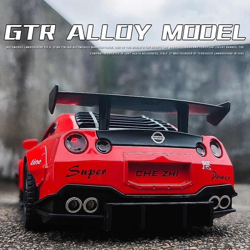 1/24 Skyline Ares Nissan GTR R34 R35 Legierung Sportwagen Modell Diecast Metall Rennwagen Modell Simulation Sound Licht Kinderspielzeug Geschenk