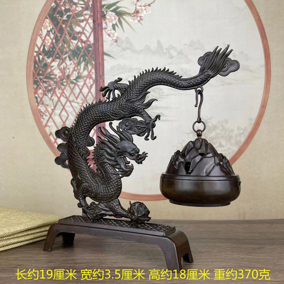 Antique Copper Dragon Soaring Home Decor Craft Living Handmade Tea Room Incense Burner Aromatherapy Furnace
