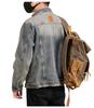 Men's Plus Size Retro Denim Jacket with Turn-Down Collar and Multi-Pockets for Spring
