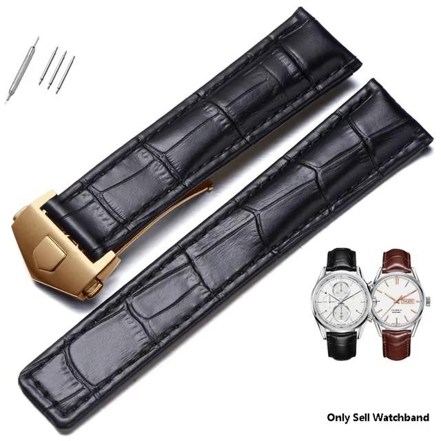 Genuine Leather Strap for Tag Heuer Watch Carrera Monaco Watch Belt Black Brown Bracelet Wristwatch Watchband 19mm 20mm 22mm