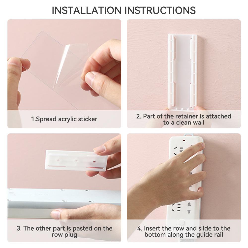 Self-adhesive Wall-mounted Hook Charging Socket Shelf Storage Holder Organizer Fixer Powerful Traceless Cable Seamless Strip