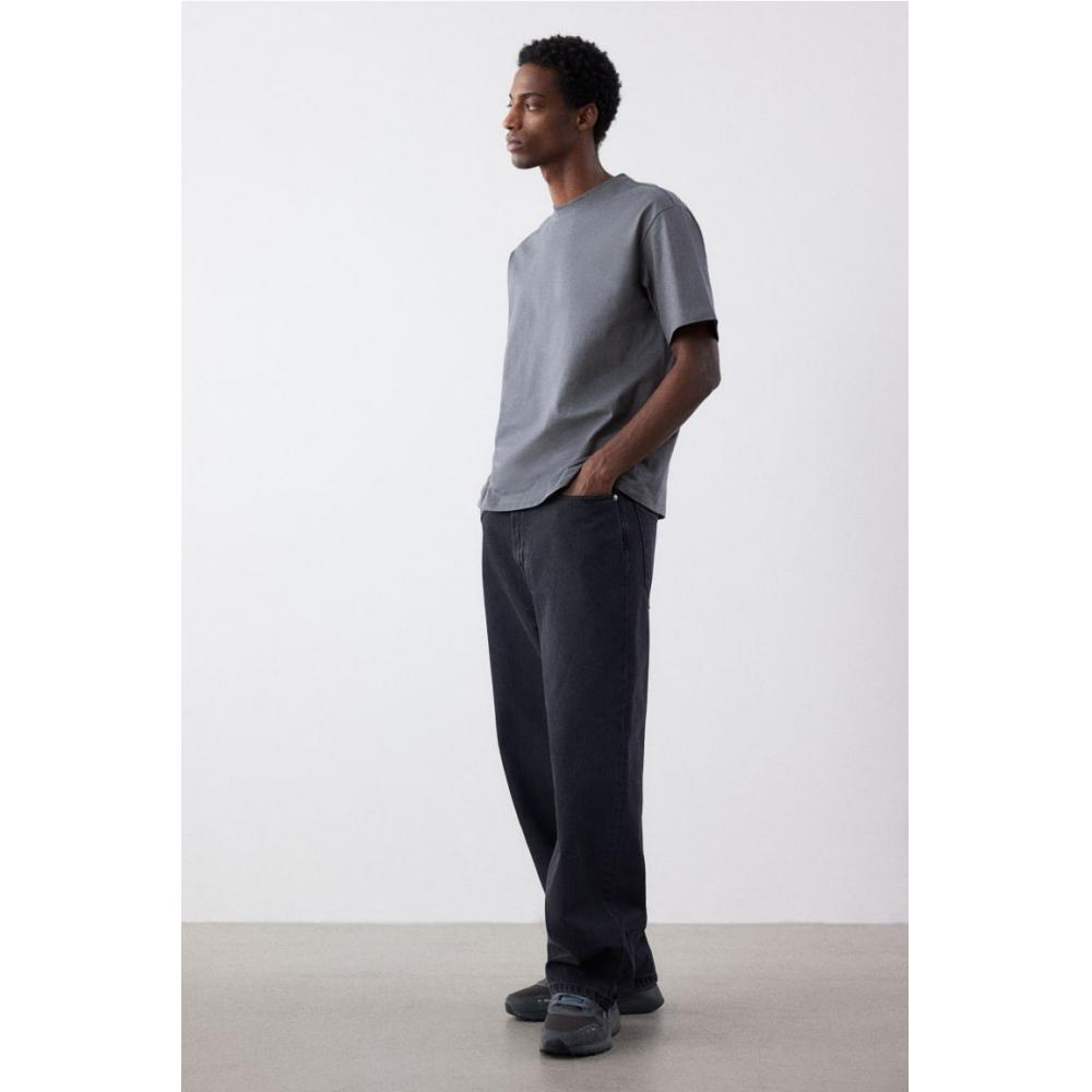 H M Loose FiT T sHirT Dark Grey