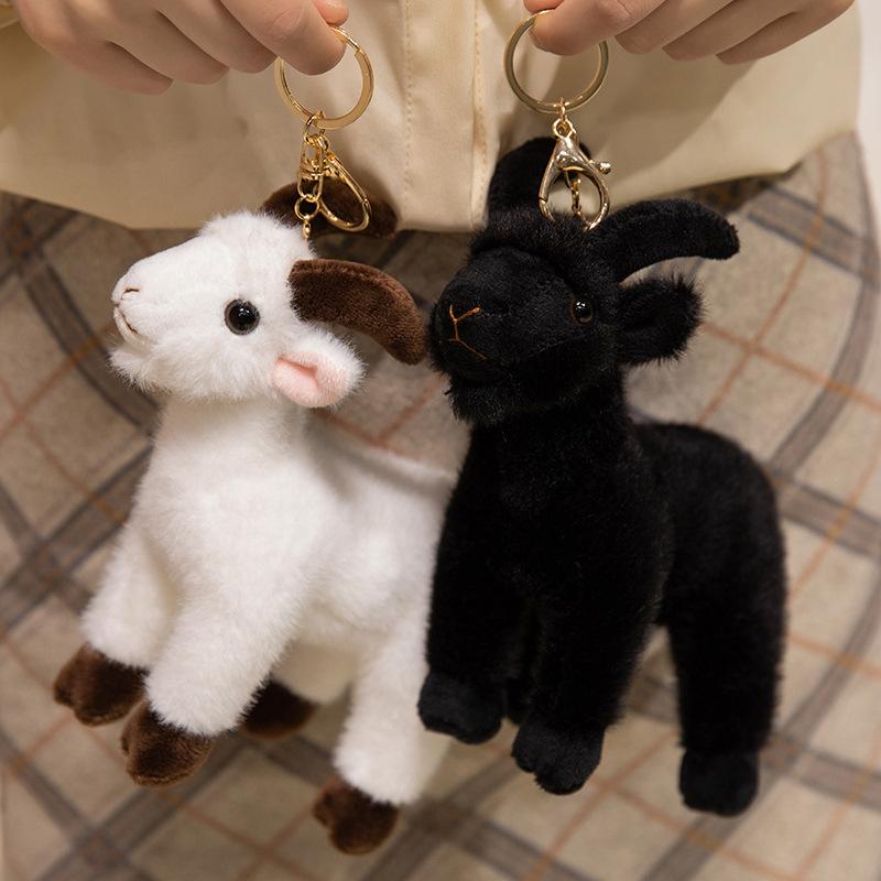 1Pcs Cute Goat Plush Keychain  Soft Stuffed Standing Goat Toy  Lamb Doll Keyring for Girls Bag Charm Gift