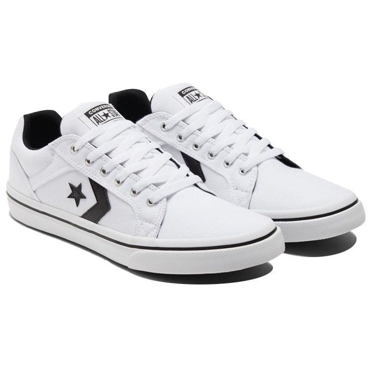 Converse El Distrito 2.0 Ox Szintetikus Bőr Kényelmes Csúszásmentes Kopásálló Alacsony Szárú Skate Cipő Unisex Sneakerek Fehér Fekete 167007C