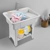 Large 70kg Capacity Modern Rectangular Laundry Sink, Gray Spacious Utility Tub & Wash Station, Complete with Storage Shelf