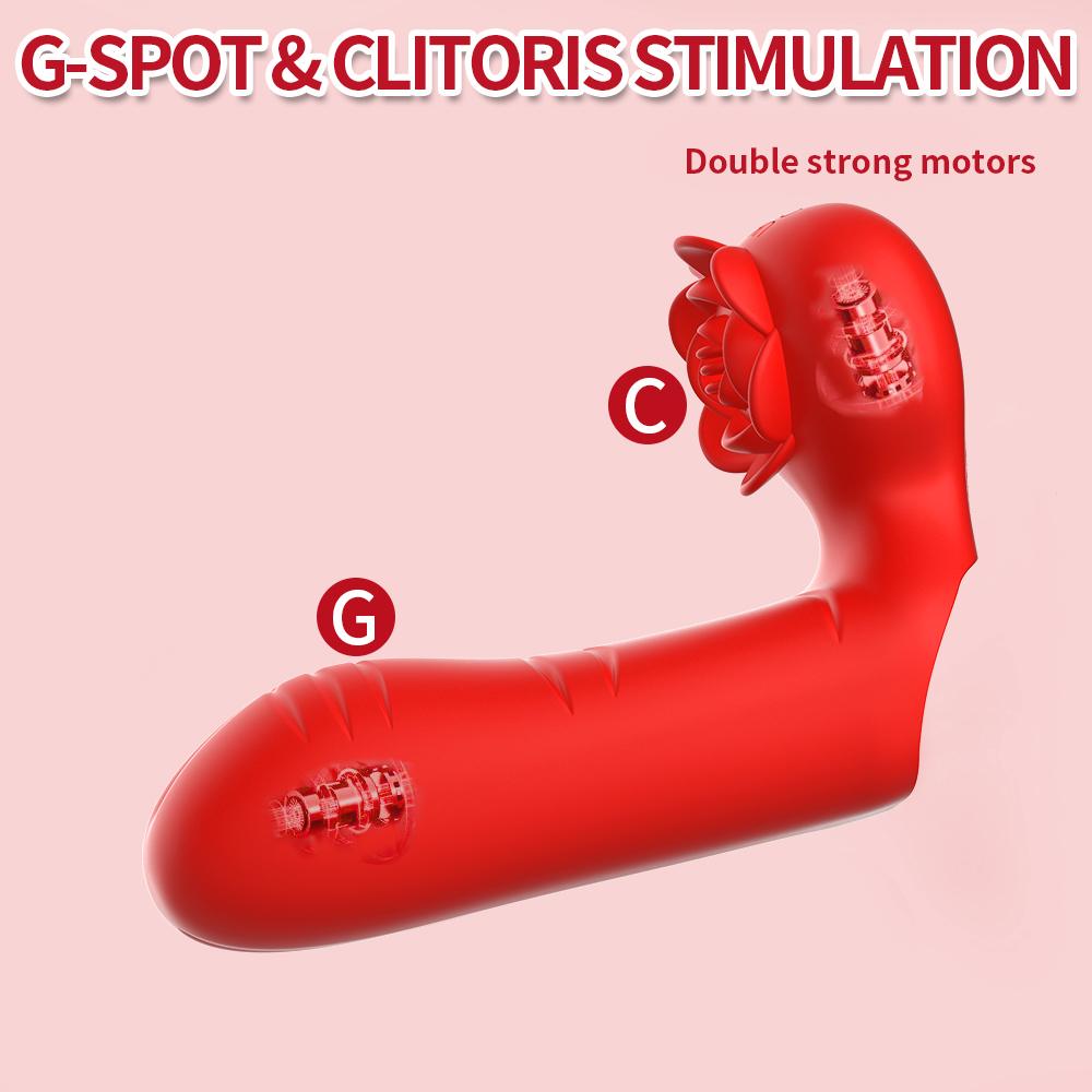 G Spot Finger Vibrator Female Clitoral Nipple Stimulator Rose Toy 10 Speed Vibrating Masturbator For Women Lesbian Orgasm 18+