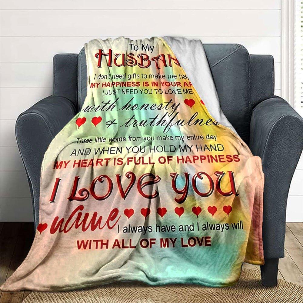 Romantic Love Message Home Customize Your Name Blankets Soft And Cozy Lightweight For All Seasons Perfect For Picnics Sofa Office Bed Living Room