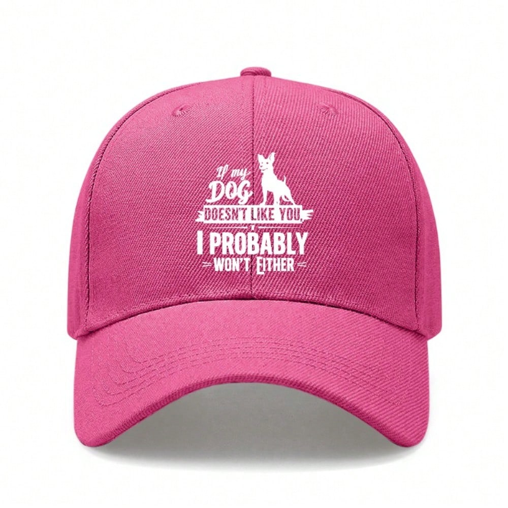 [Dog Lover Baseball Cap] Cream Letter Print Polyester Adjustable Breathable Casual Outdoor Sports Baseball Hat For Men Women