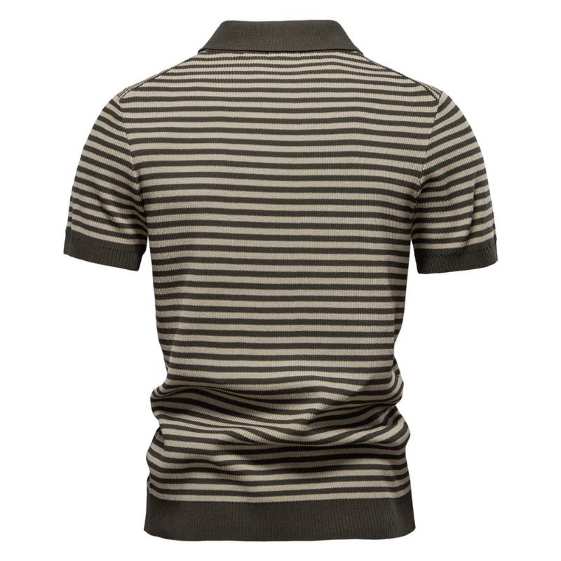 Summer New Men's Short Sleeve Knit Polo Shirt