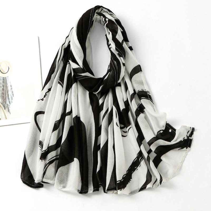 Classic Popular Leopard Print Human Cotton Long Towel Hot-selling Retro Trend Zebra Print Headscarf Women