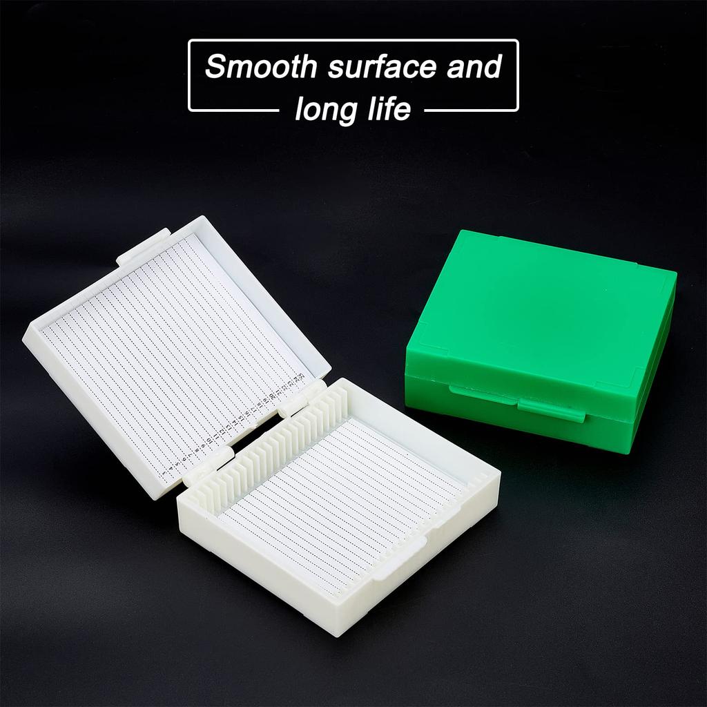 OLYCRAFT Specimen Case Microscope Slide Storage Box White Green Wooden Numbered Microscope Slide Box for Natural Science Biology Education 2-Piece