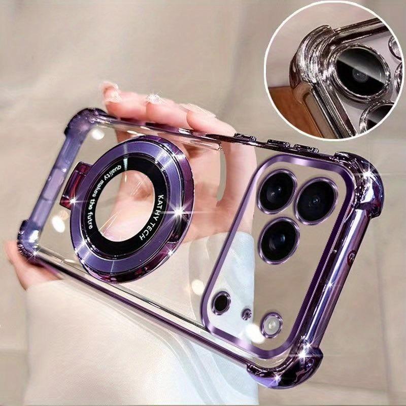 

Anti-fall Transparent TPU Phone Case for IPhone 17 16 15 14 13 12 11 Pro Max 16 Plus 17 Air with Ring Stand Plated Clear Cover iPhone 12 Pro