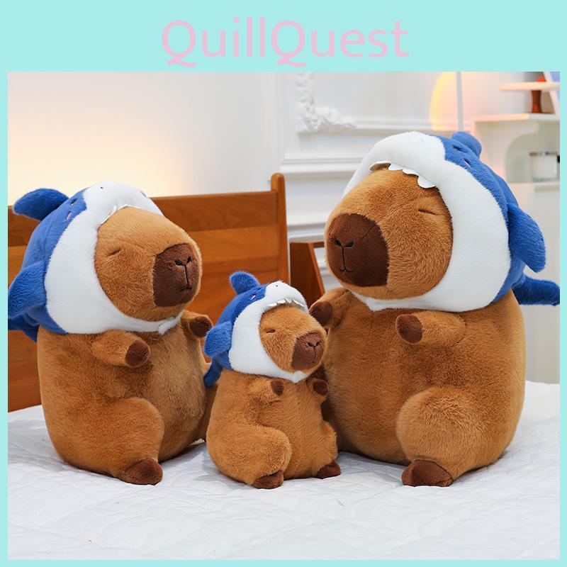 Hat Capybara Shark Plush Toy Cartoon Stuffed Animal Doll Decoration Gift Kids