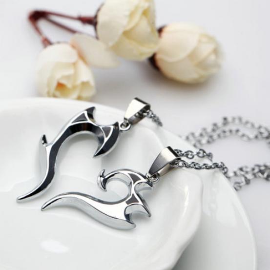Men Women Lover Couple Heart Pendant Choker Chain Fashion Necklace