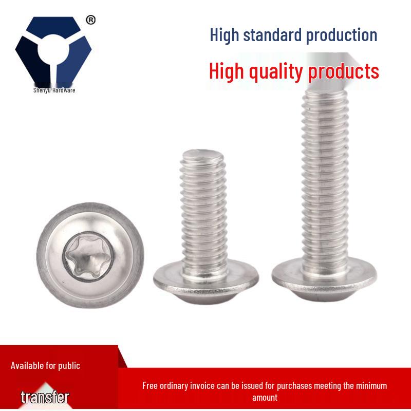 PWM 3x12 Torx Round Head Screw with Washer 304 Stainless Steel Black ISO7380-2