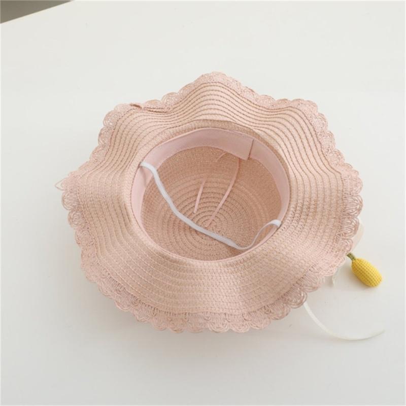 2Pieces Kids Summer Sun Hat And Bag Set Breathable Straw Braided Design For Beach Outdoor Activities