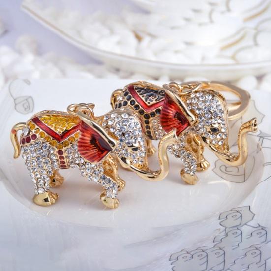 Rhinestone Elephant Keychain Alloy Good Luck Keychain with Keyring Sparkling Elephant Keychain Bag Charm Gift for Men Women