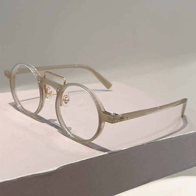 Anti Blue Light Oversize Round Reading Glasses Leopard Frames Retro Wire Eyeglasses Womenmenpunk Prescription Clear Glasses