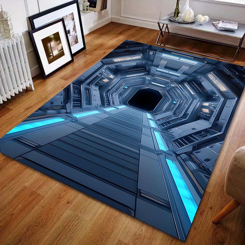 

3D Spaceship Hatch Printed Carpet for Bedroom Living Room Bedside Sofa Floor Mat Modern Home Decor Area Rug Large Size 40cm x 60cm