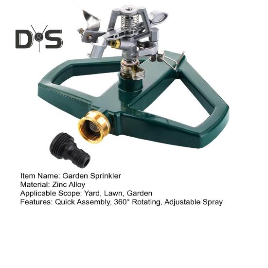 Garden Sprinkler Head Heavy-Duty 360° Rotating Water Sprinkler Zinc Alloy Sprinkler Head with Metal Base Easy Assembly Watering Sprinkler for Yard