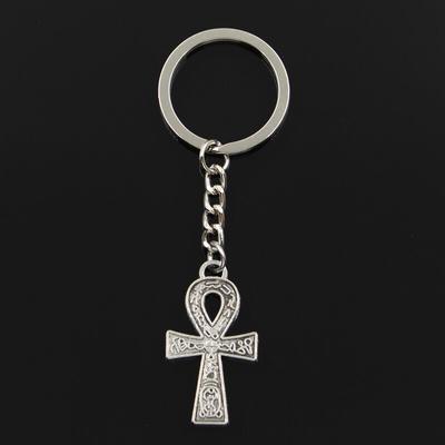 Modischer 30mm Schlüsselanhänger Metall Schlüsselkette Schlüsselanhänger Schmuck Antik Bronze Ägyptisches Ankh Lebenssymbol 38x21mm Anhänger