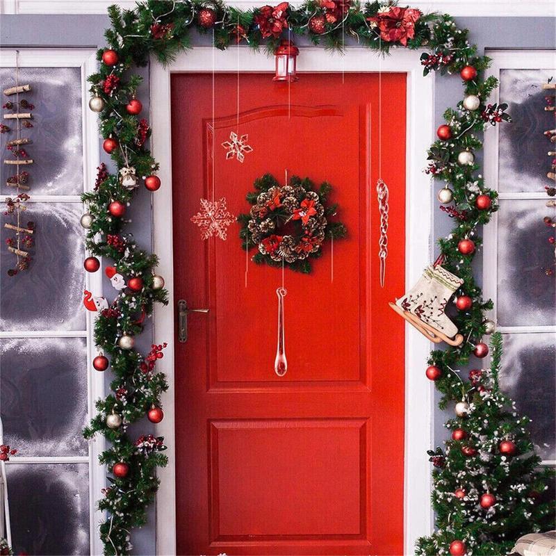 2025 Christmas Snowflake Icicle Column Ornament Acrylic Christmas Tree Hanging Pendant Fake Icicle Tree Decoration
