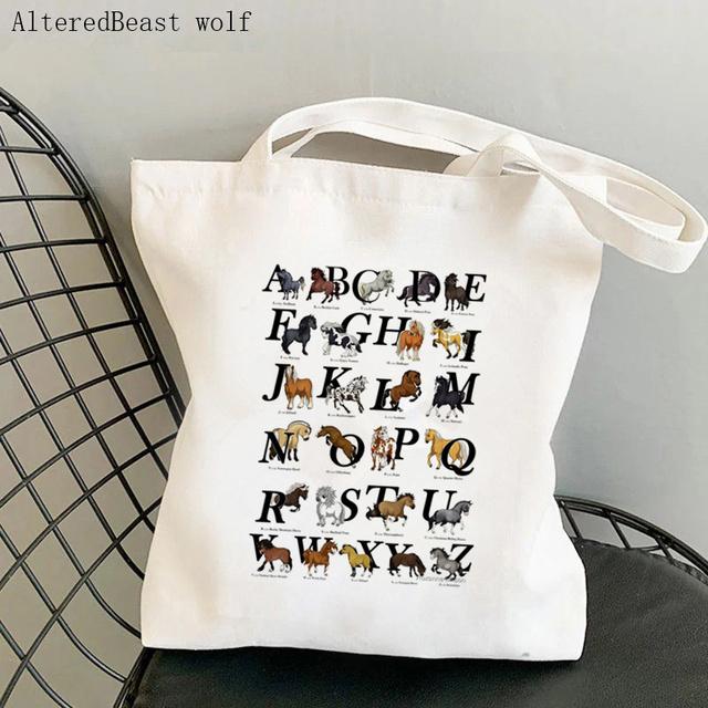 Iaidegou-1 Vrouwen Shopper tas Fjord Paarden Bedrukt Kawaii Tas Harajuku Winkelen Canvas Shopper Tas meisjes handtas Tote Schouder Dames Tas 24*26cm