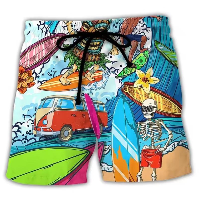 Men's Beach Shorts Skull 3D Printed Summer Surfing Board Shorts Hawaii Shorts Men Women Swim Pants Masculina Briefs Boys