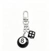 Punk Hiphop Black Dice No. 8 Billiards Keychain Y2K Pink Lucky Dice Starburst Pendant Bag Charms Hangings Ornament Accessories