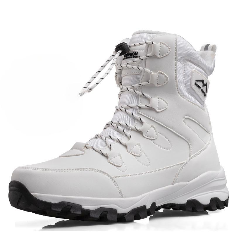 

Зимние теплые ботинки для снега для мужчин, нескользящие, водонепроницаемые, на шнуровке, высокие ботинки для активного отдыха, мужские походные ботинки с подкладкой из искусственного меха для ходьбы 40