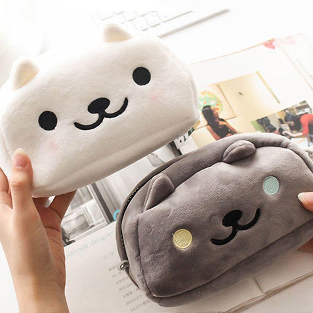 Cat Makeup Organizer Pen Bag Cosmetic Cases Cat Pencil Bags Plush Pencil Bag Stationery Organizer