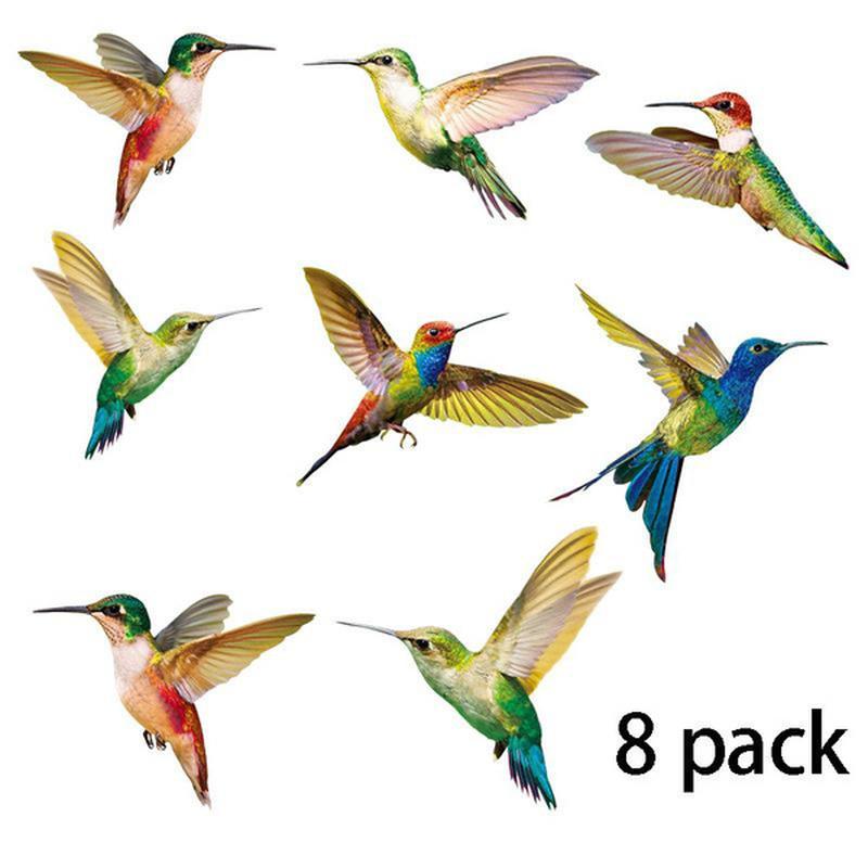 6/8 Pcs Window Stickers Adhesive Window Film for Home Decor Gift Hummingbird Window Clings Window Decor Decals Anti-Collision