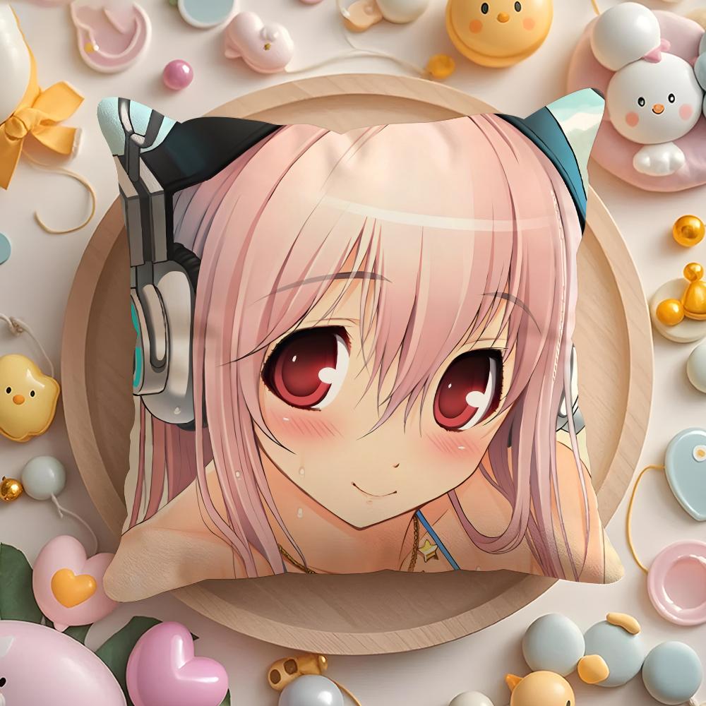 S-SUPER Anime S-SONICO Poszewka na poduszkę do domu i samochodu, wielofunkcyjna - Dwustronna, Miękka i Trwała do codziennego użytku