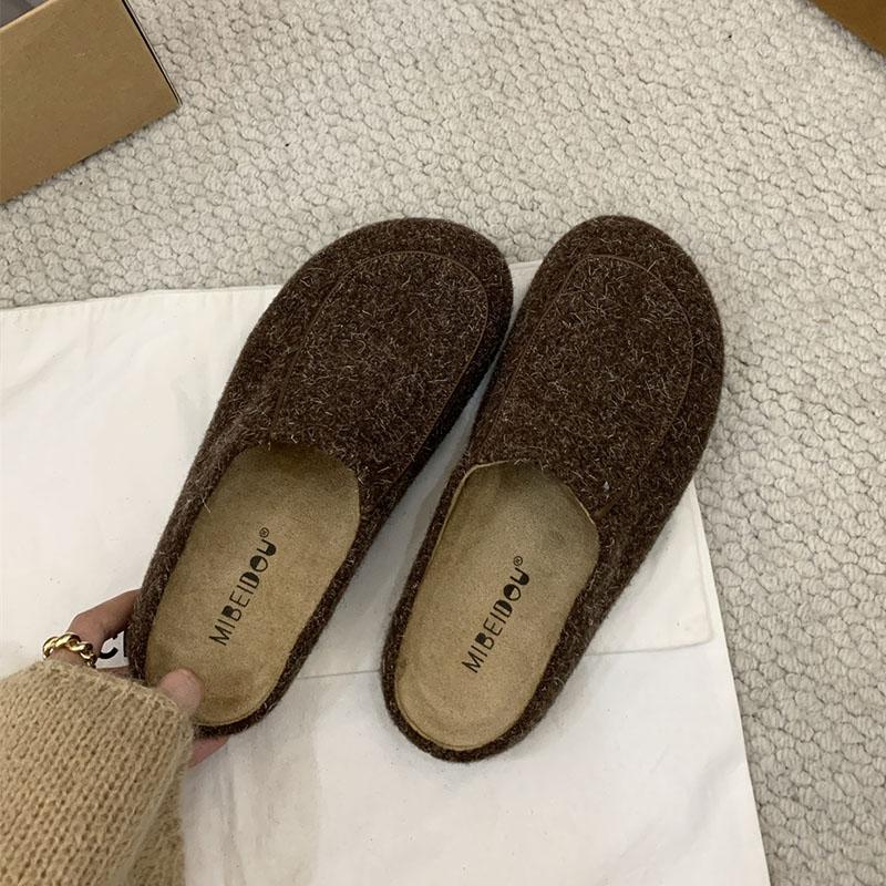 Fashion Winter Warm Ladies Flats Slippers Fur Shoes Casual Outdoor Indoor Fashion Furry Women Slippers Mules Female Slides Shoes