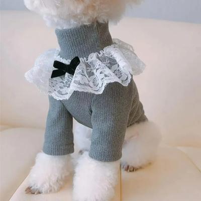 Autunno e Inverno Sottogiacca a Collo Alto per Cani Piccoli Pizzo Abbigliamento a Due Gambe per Animali Domestici Cani Piccoli Abbigliamento Orsetto Caldo Sottogiacca