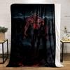 Dark Demonic Figure with Horns, Glowing Cracks, Chains, and Fiery Surroundings. for All Seasons Blanket Lunch Break Throw Gift