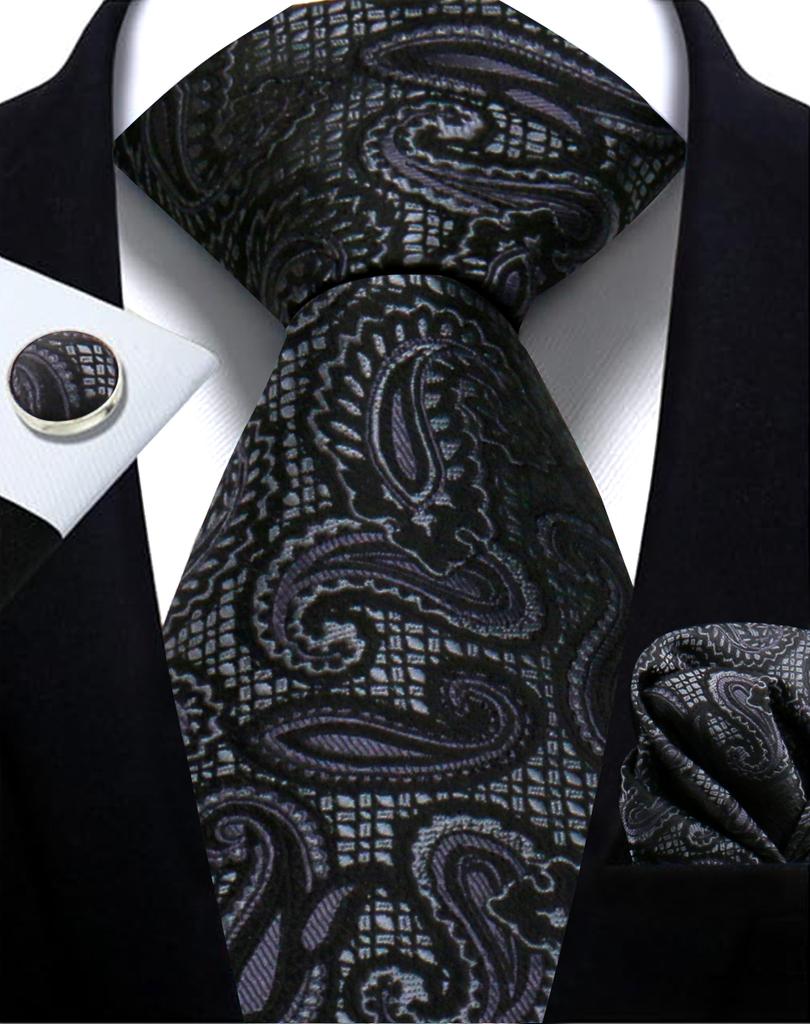 Mens Tie Paisley Jacquard Woven 8Cm Formal Business Wedding Necktie Pocket Square Set Suit Cravat High Quality Handmade Gravata