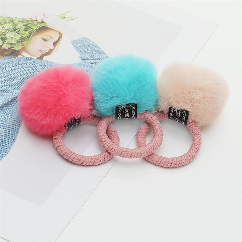 2 Pièces Chouchous à Pompons Mignons Élastiques à Cheveux Pour Enfants Filles Coiffure Élastique Porte-Queue de Cheval Scrunchie Accessoires Cheveux