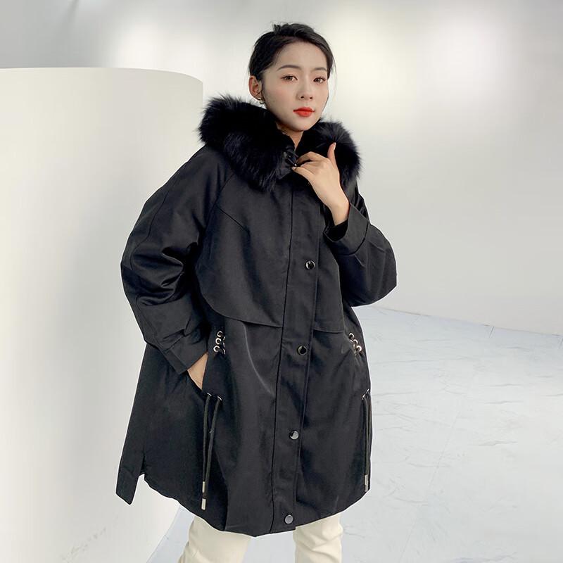 KAISER Women's Hooded Fox Fur & Rabbit Lined Winter Parka