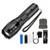 Flashlight Set LED Aluminium Alloy with Charger and Battery Compartment Portable Torch Lamp for Outdoor