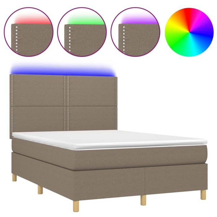 VidaXL Sommier à Lattes de Lit avec Matelas et LED, Lit Rembourré, Lit Double, Lit Adulte de Chambre à Coucher Intérieur, 3135353