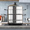 Large Stainless Steel Multi-Layer Steamer Pot for Steaming, Soup, and Fish, Compatible with Induction and Gas Stoves