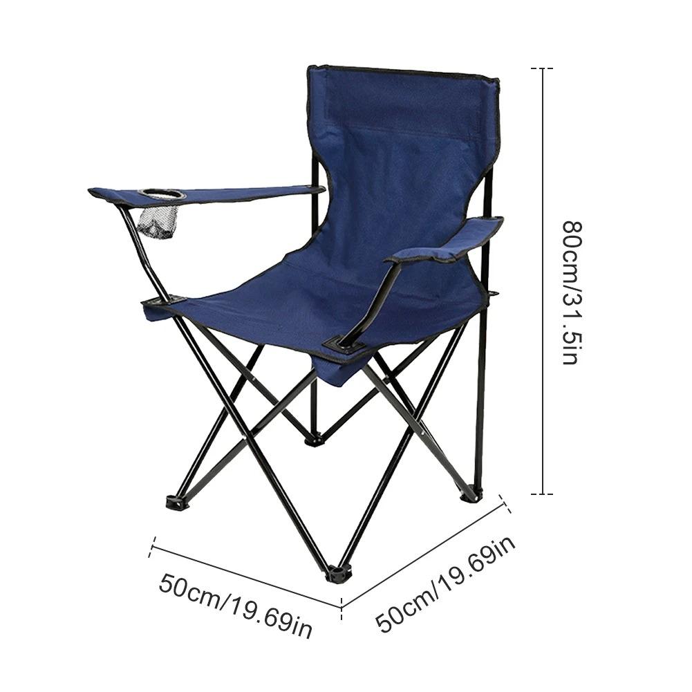 Portable Outdoor Foldable Chair Camping Chair with Bottle Holder Picnic Oxford Cloth Chairs BBQ Festival Beach Fishing Chairs Outdoor Chair
