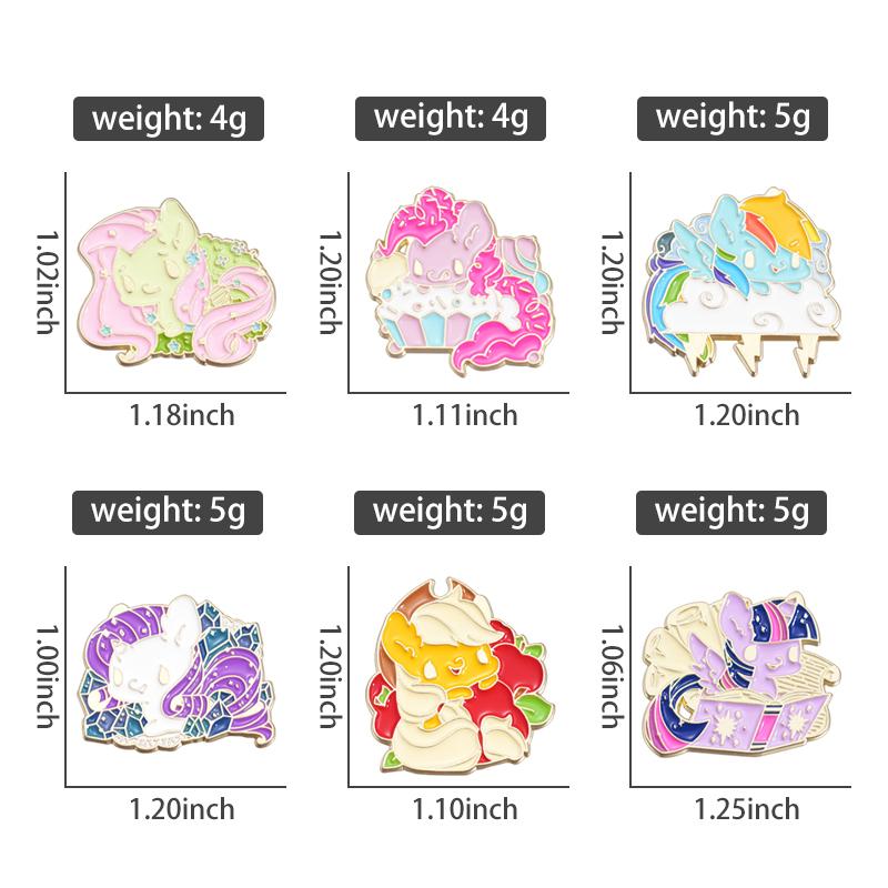 Little Horse Enamel Pins Custom Colorful Hair Brooches Lapel Badges Cartoon Animal Funny Jewelry Gift for Kids Friends