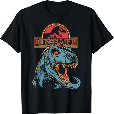 Jurassic World T-Rex Dunkles Porträt T-Shirt