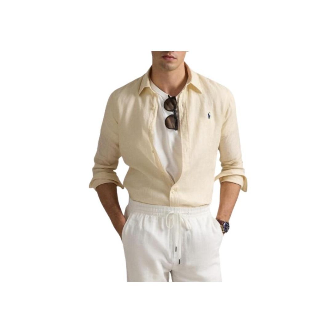 

Рубашка мужская Polo Ralph Lauren с вышивкой логотипа, на пуговицах, приталенного кроя, с длинным рукавом, бежевая 710968915-005 M